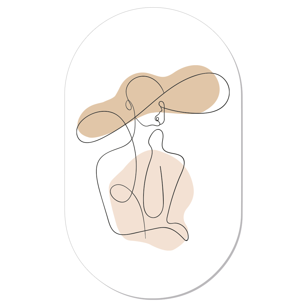 Wall oval line art hat