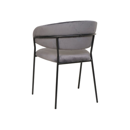 Fauteuil grijs fluweel matzwart metaal 55x50x80 cm