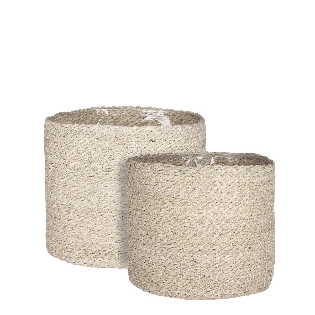 Plantenmand jute crème Ø30 cm set van 2