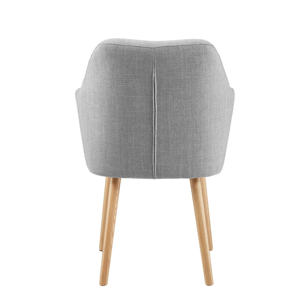 Fauteuil structuurstof lichtgrijs massief eikenhout