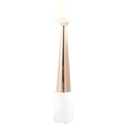Kaarsenhouder marmer wit roze goud 12x12x26 cm
