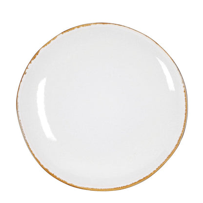 Dinerbord keramiek Ø26,5 cm wit bruin randje