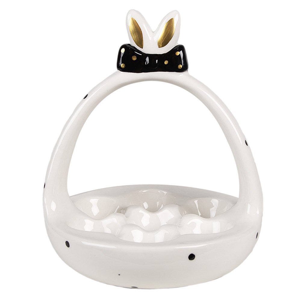 Eggshell Ø 16x19 cm White Black Ceramic