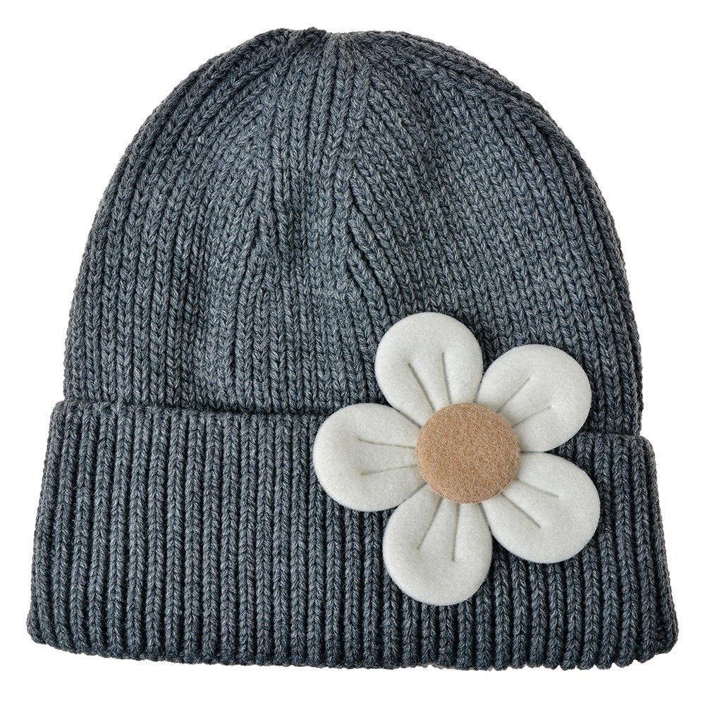 Beanie Kid Grey Synthetic Flower