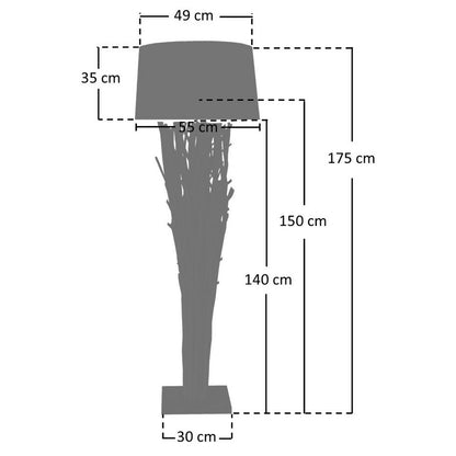Vloerlamp drijfhout naturel/wit 175 cm