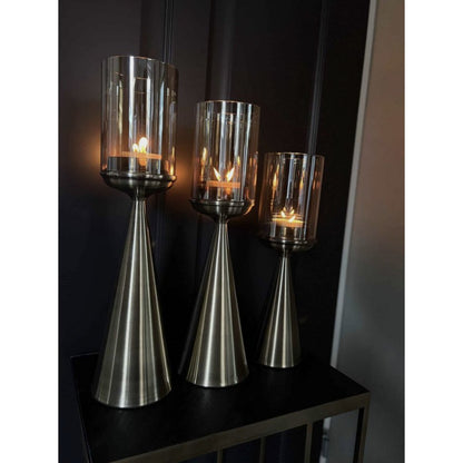Kandelaar glas goud 39 cm