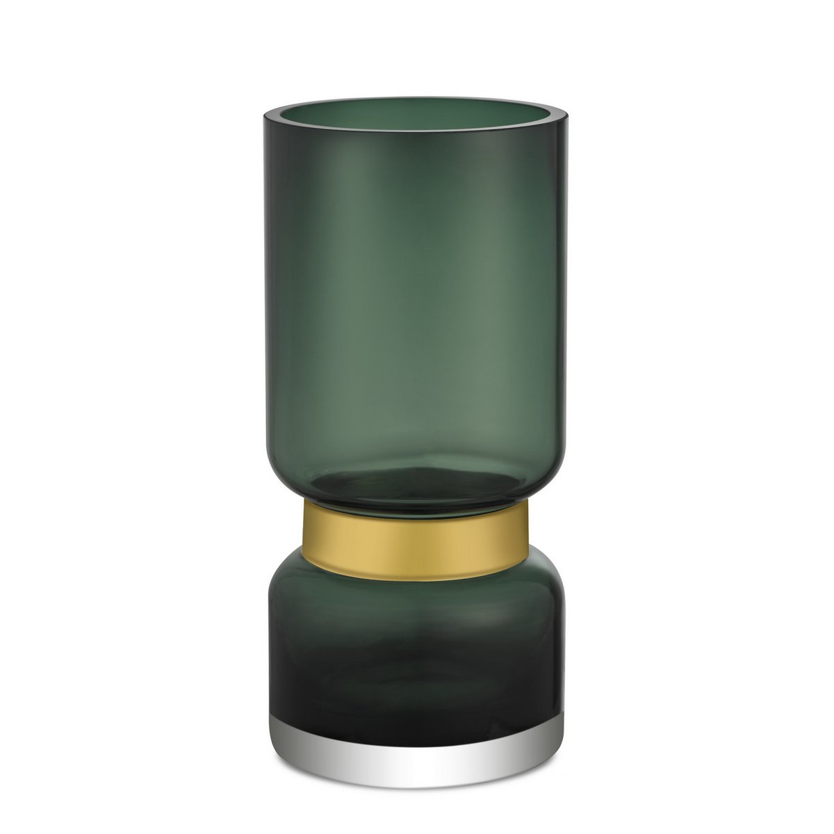 Retro Futuristische Luxe Groene Glazen Vaas TRI 36 Goud