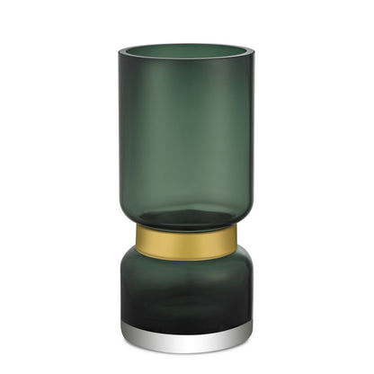 Retro Futuristische Luxe Groene Glazen Vaas TRI 36 Goud