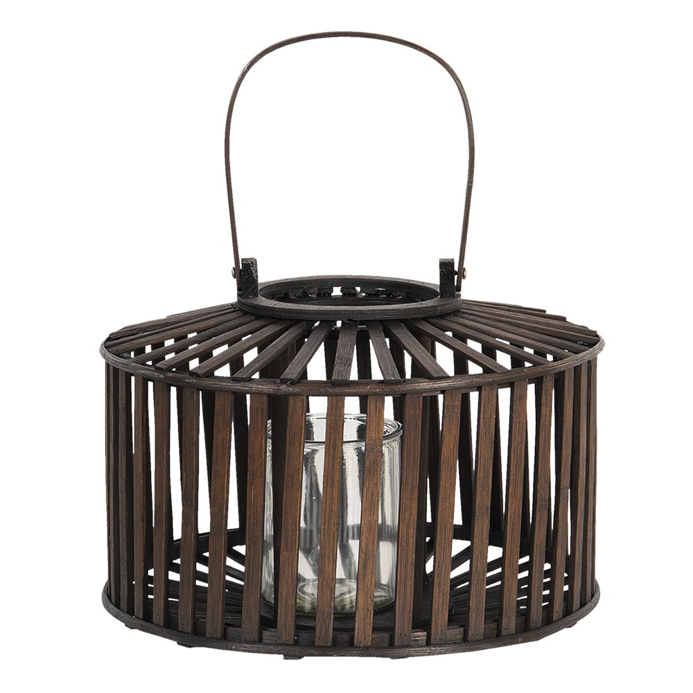Windlicht hout bruin Ø 33x24 cm
