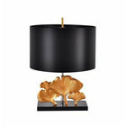 Flora Table Lamp With Golden Leaf Base And Satin Shade