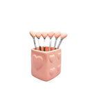 Theelepels roze met houder set van 6