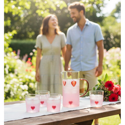 Heart water glasses 300 ml - set of 4