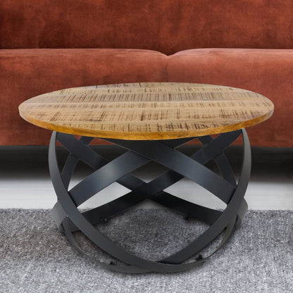 Bijzettafel rond Ø 75 cm tabak metaal