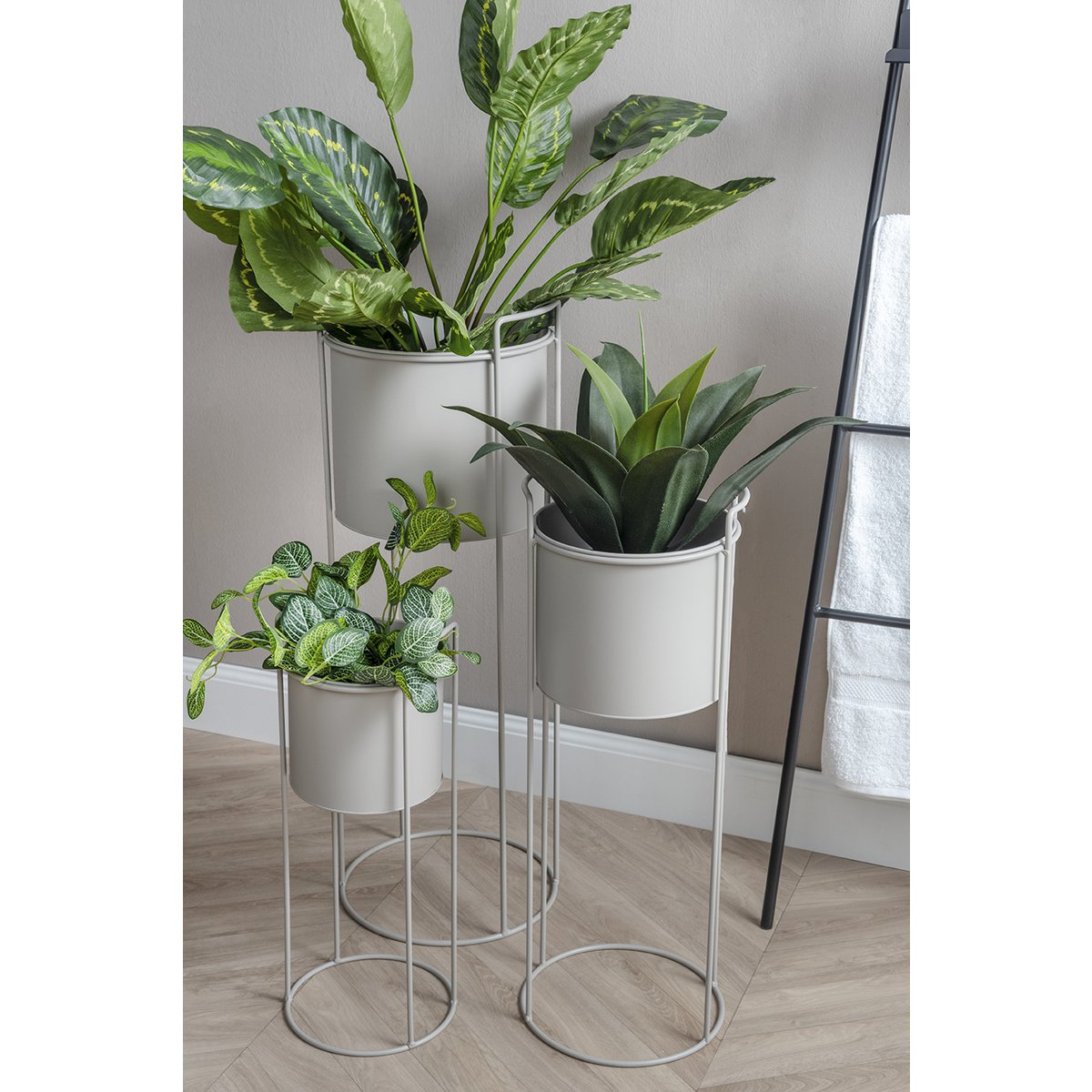 Plantenpot set ijzer 80 cm 3 stuks