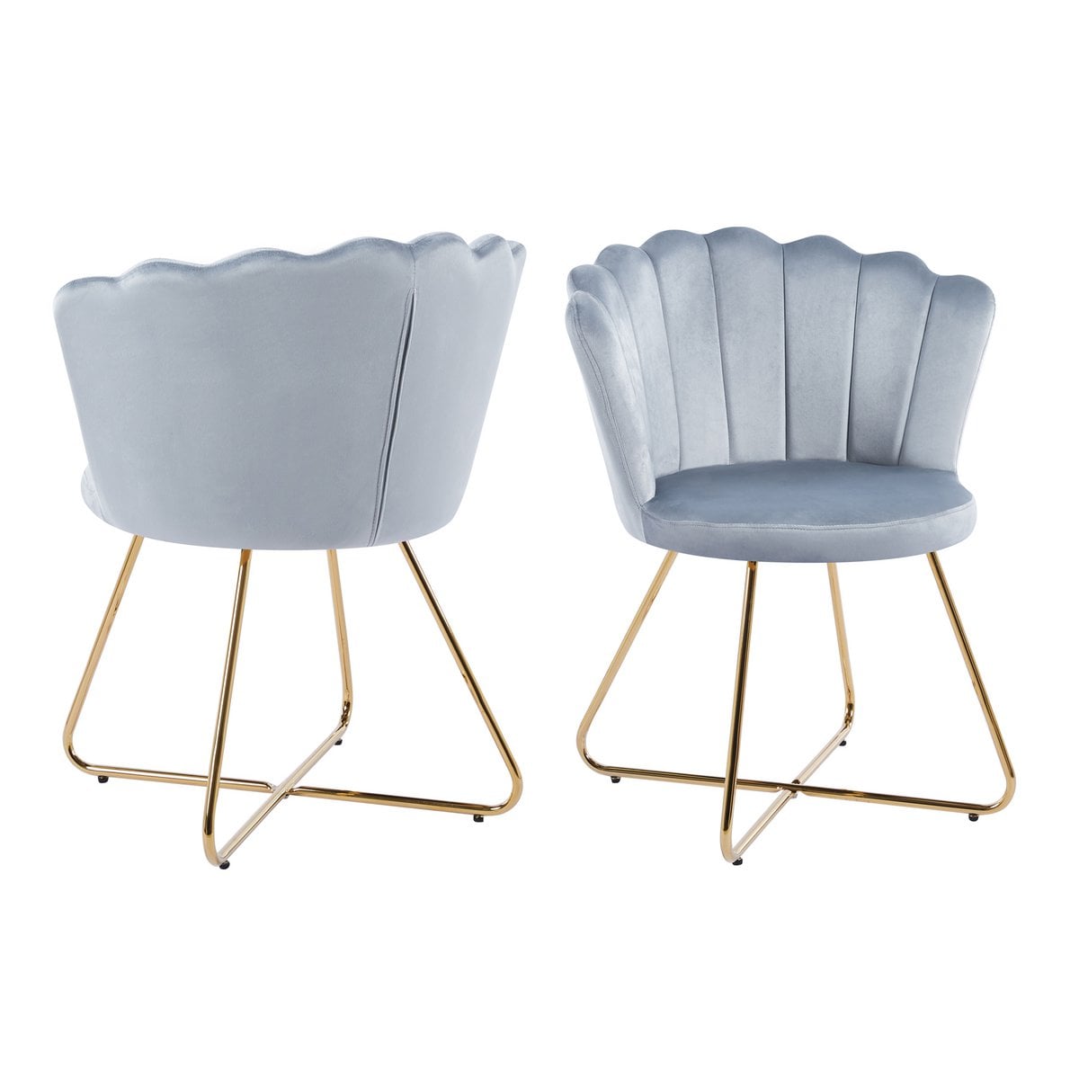 Kuipstoelen set van 2 lichtgrijs fluweel goudkleurig frame