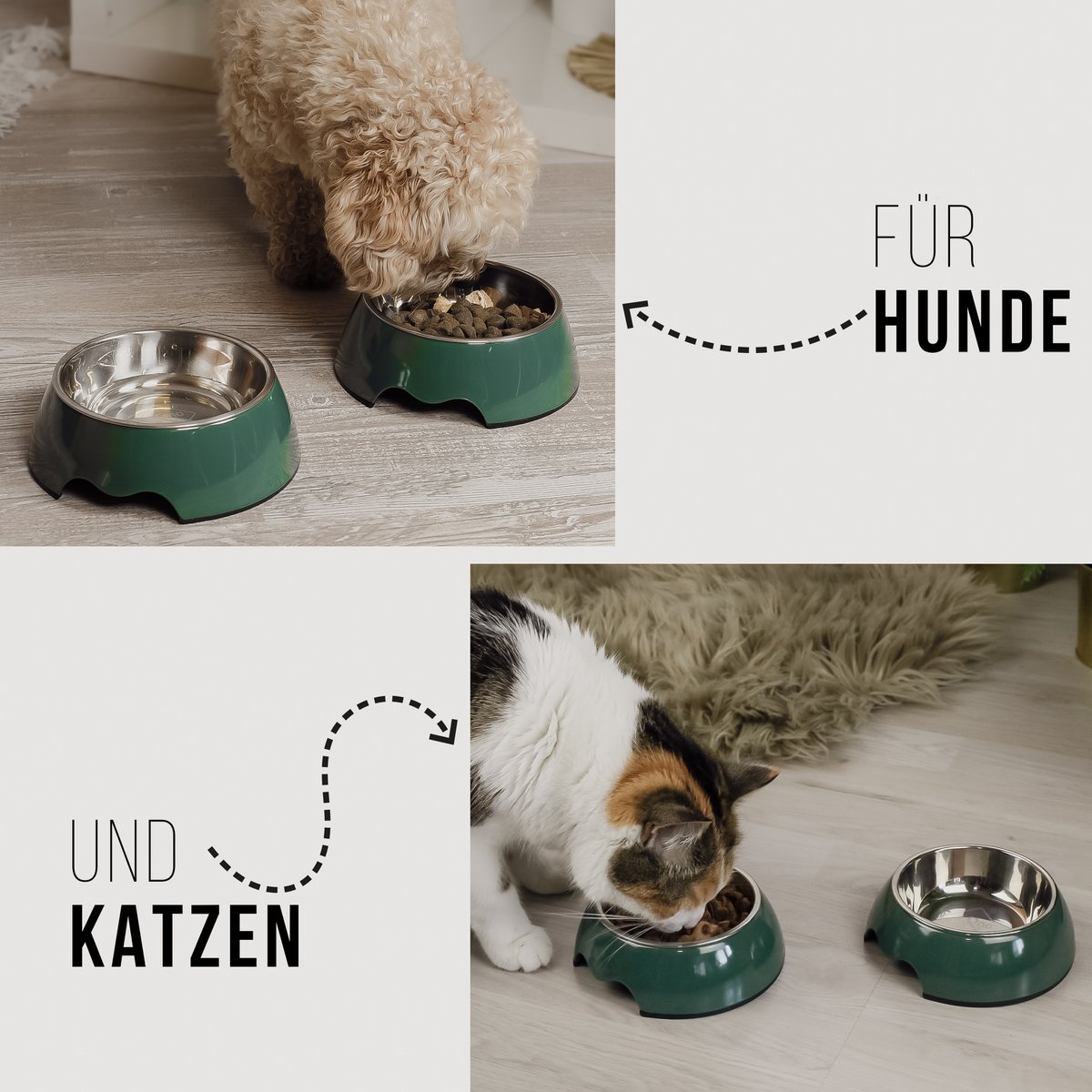 Honden en katten voerbak set Forest Green