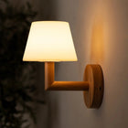 Wandlamp oplaadbaar rubberwood lichtbruin dimbaar