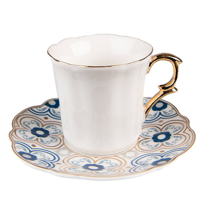 Kop en schotel 95 ml wit blauw