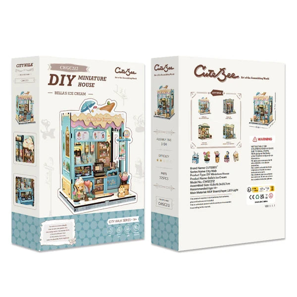 3D DIY huisje Bella's Ice Cream 16x16x21 cm