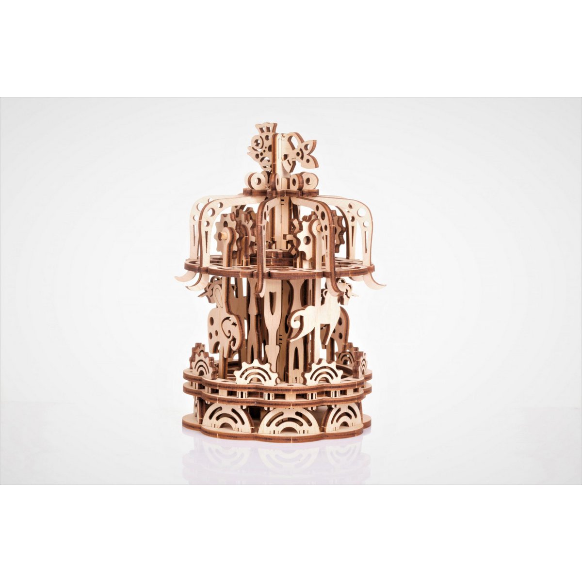 Mr. Playwood 3D Wooden Puzzle Carousel small, 10404, 12.5x12.5x17.5cm
