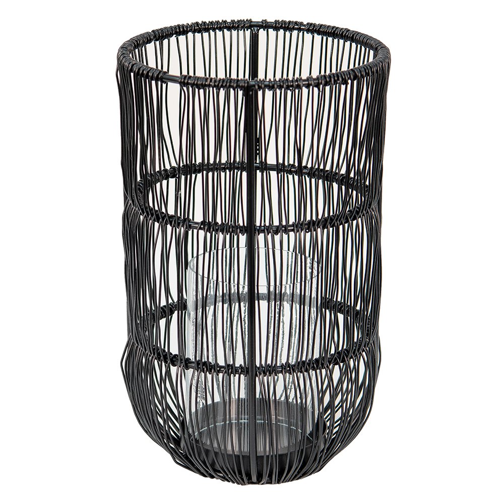 Windlicht Ø 13x23 cm zwart metaal