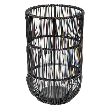 Windlicht Ø 13x23 cm zwart metaal