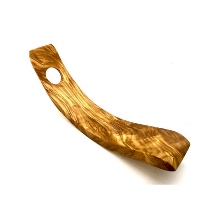 Wijnfleshouder olijfhout maan 30 cm