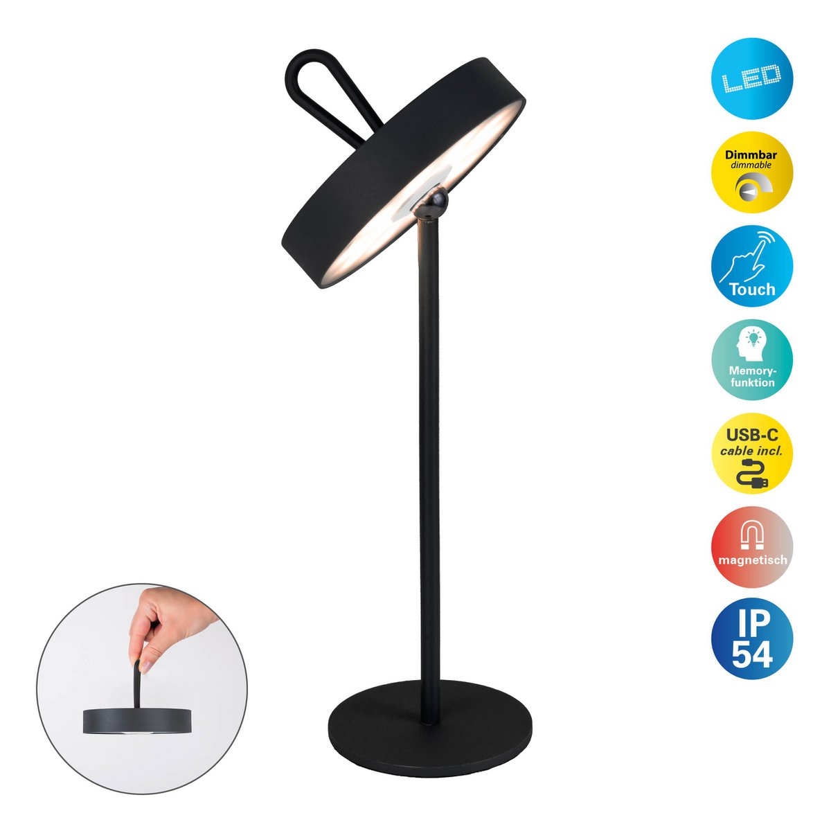 LED Batterijlamp Magnetisch Ella Buiten En Binnen 35 Cm Hoog