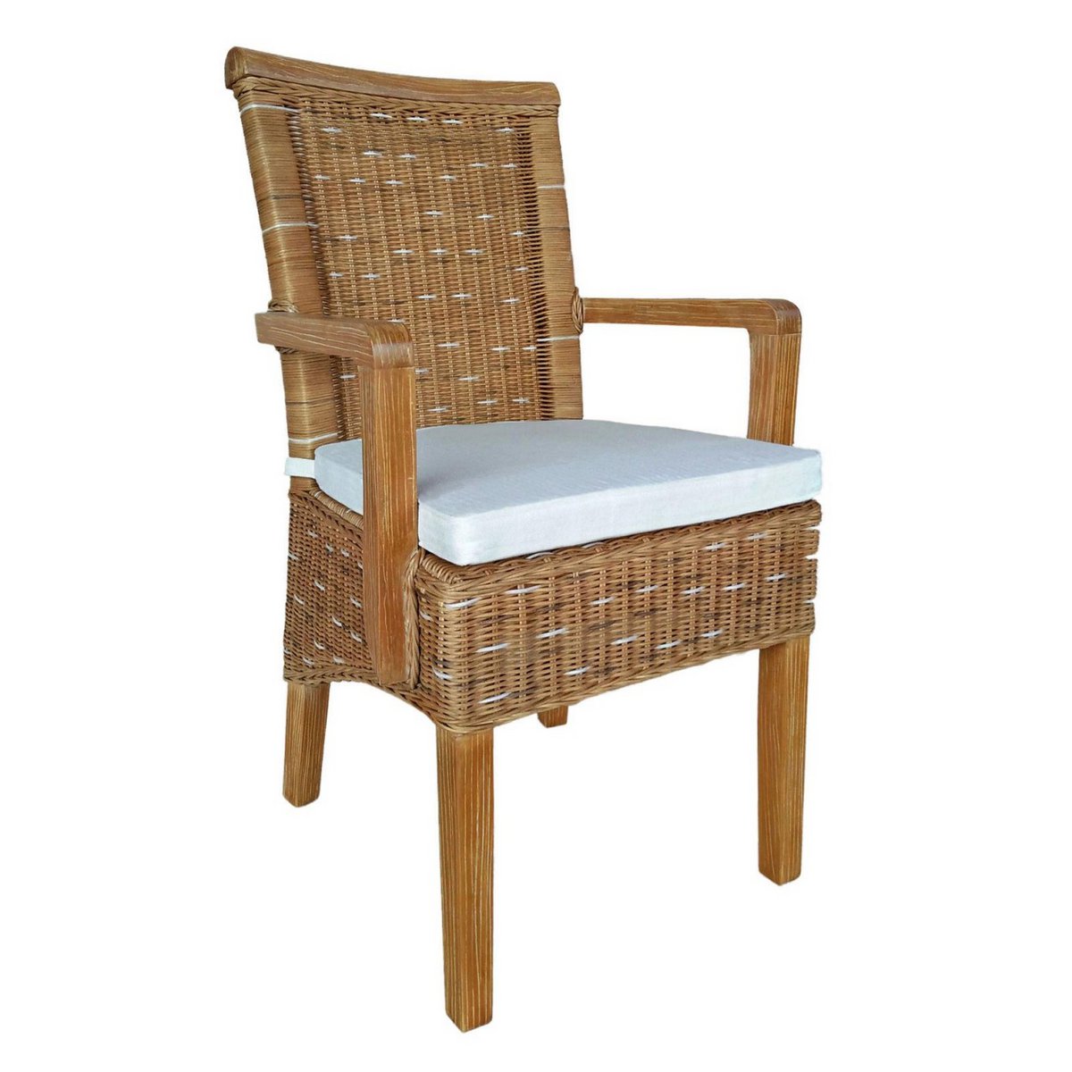 Eetkamerstoelen Met Armleuningen Rattan Capuccino 2 Stuks