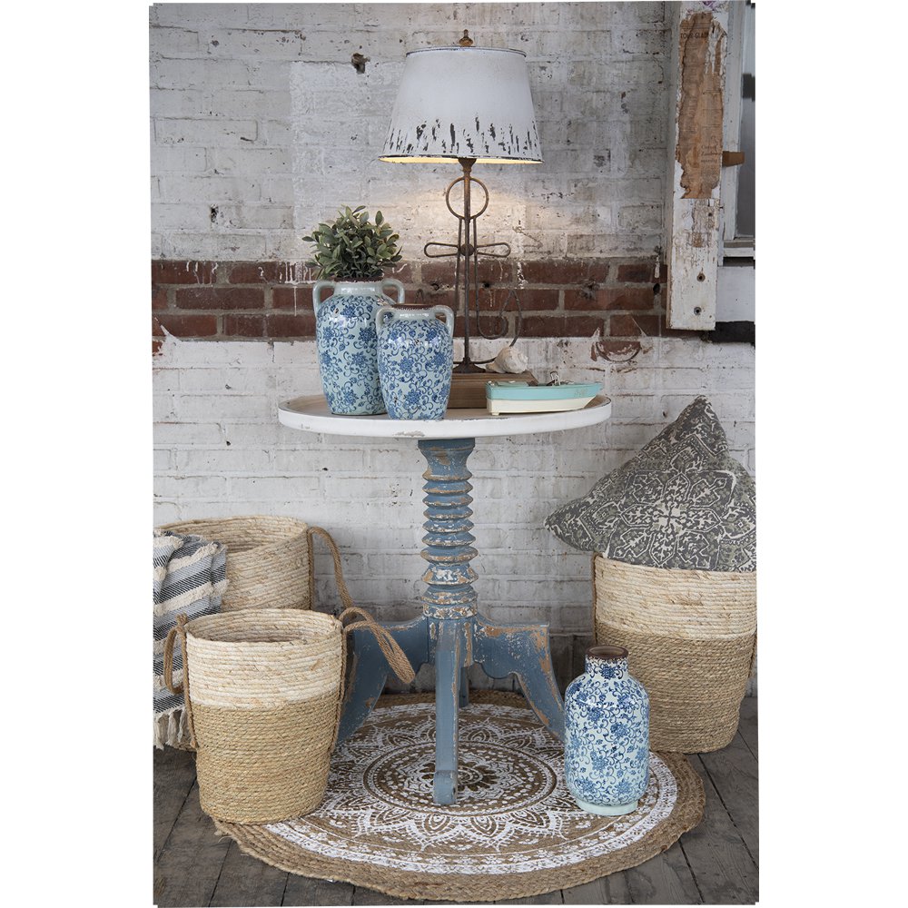 Bijzettafel Ø 70x77 cm wit grijs hout