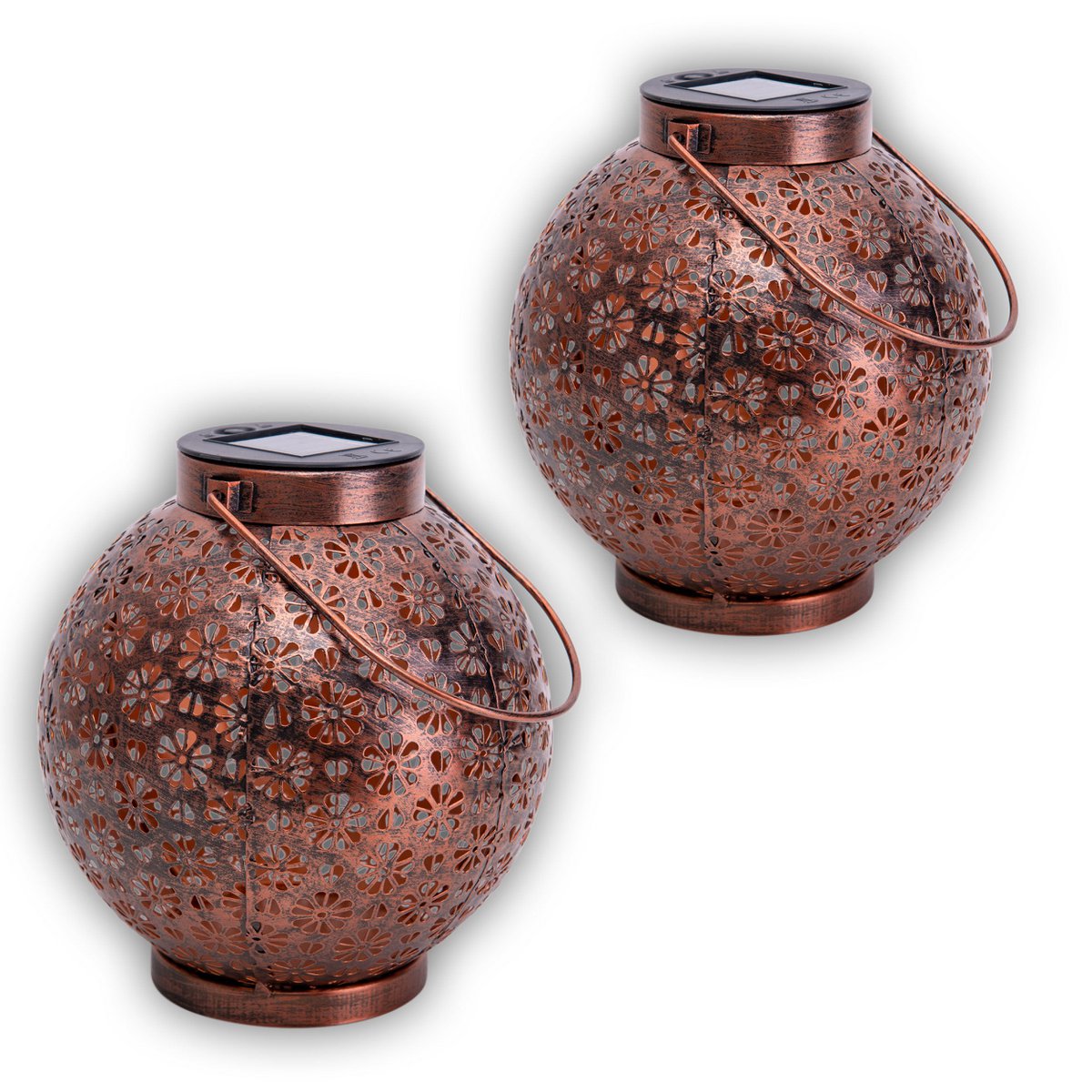 Twee Stuks LED Zonnelicht Decoratie Brons Metaal 18 Cm