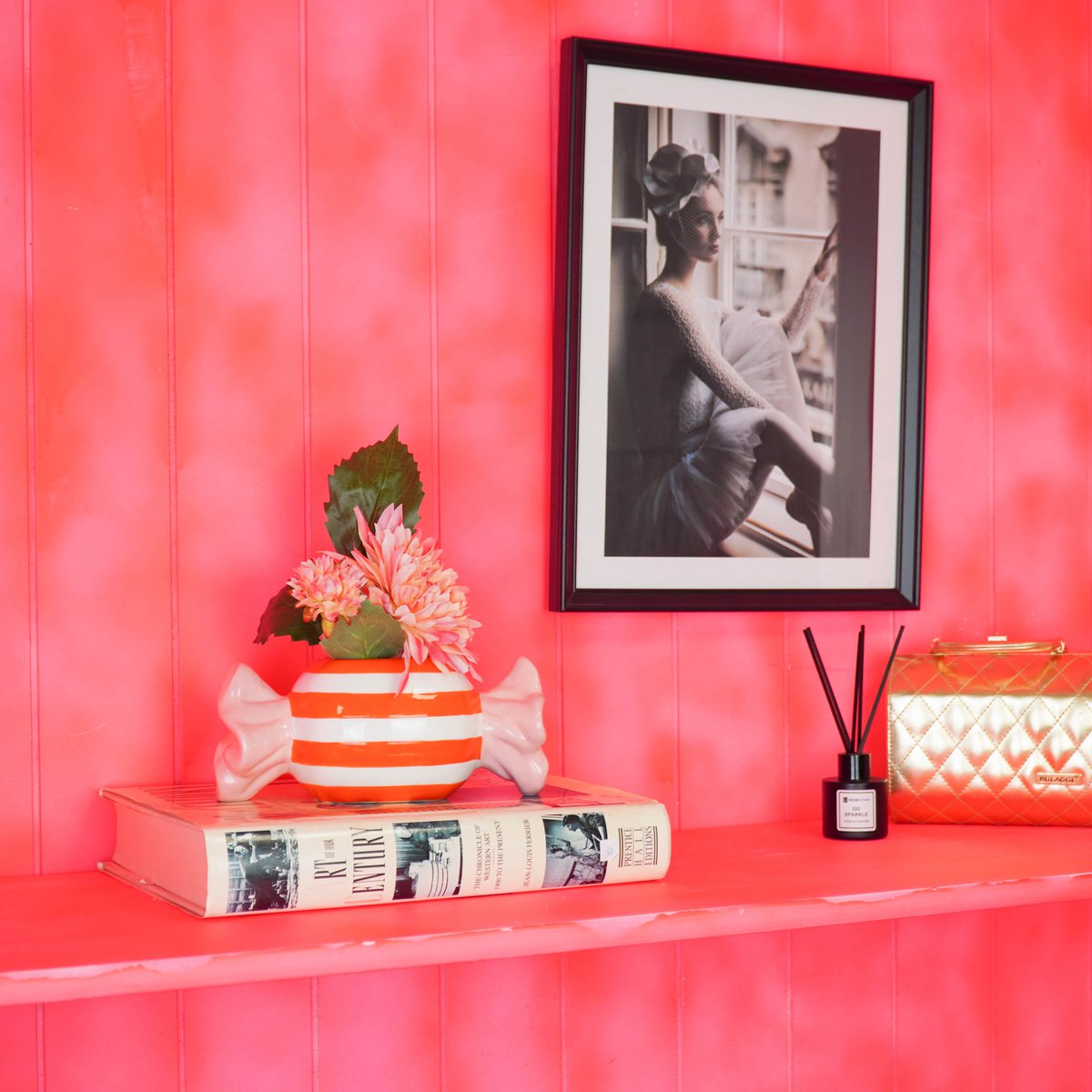 Bloempot 21x9,5x9,5 cm oranje roze