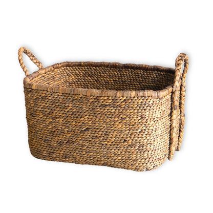 Mentari Extra Grote Vierkante Boho Wasmand Waterhyacint