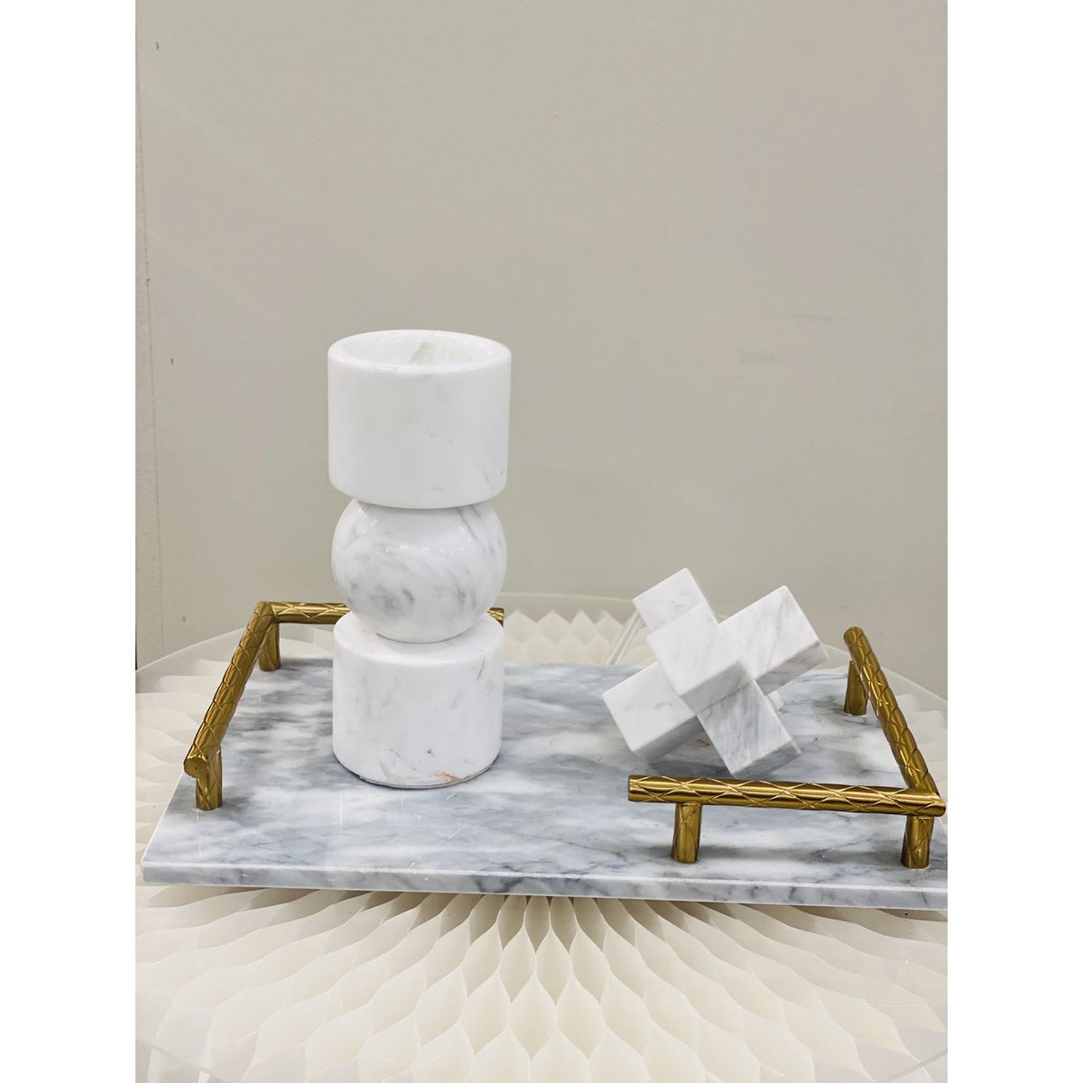 Marmeren kruis 15 cm wit
