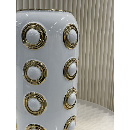 Vaas 37 cm goud wit zilver keramiek