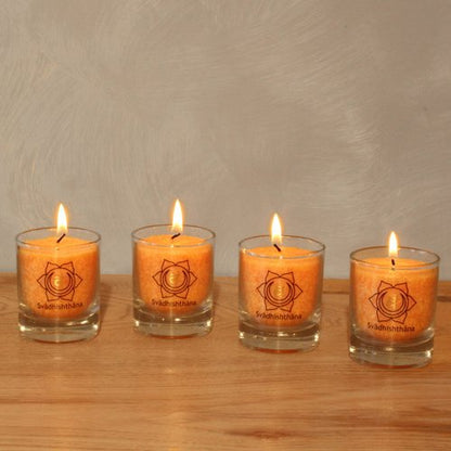 Chakra kaarsen set van 4 oranje ca. 6 cm
