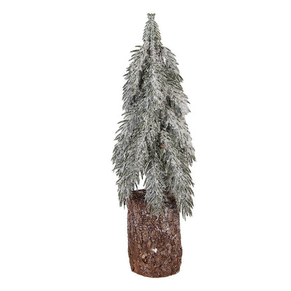 Mini kunstkerstboom Ø 12x32 cm groen hout