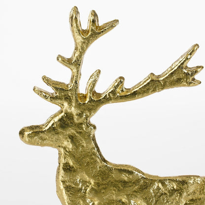 Kerstbeeld rendier aluminium marmer 27 cm goud