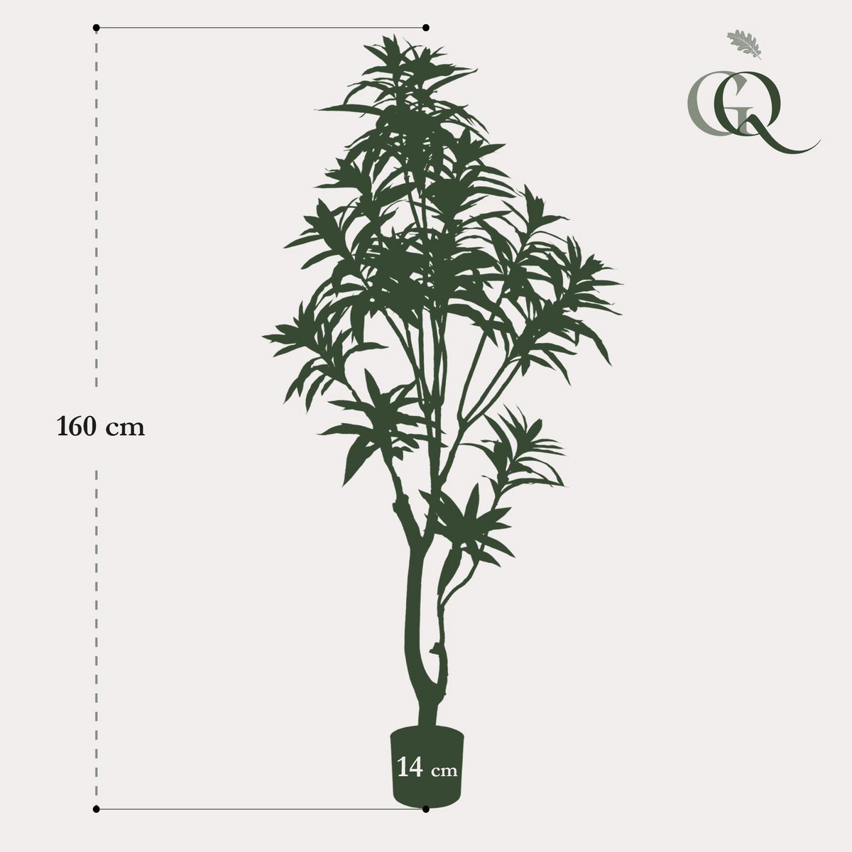 Kunstplant Dracaena 155 cm tweekleurig groen