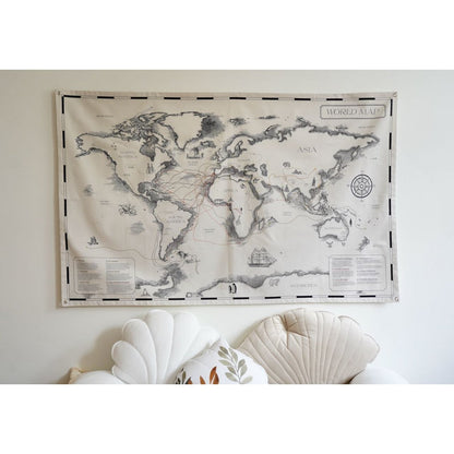 Wereldkaart kinderen 142x89 cm katoen