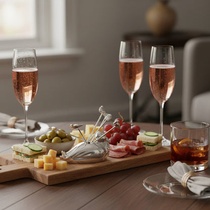 Aperitief spikes metaal zilver set van 6