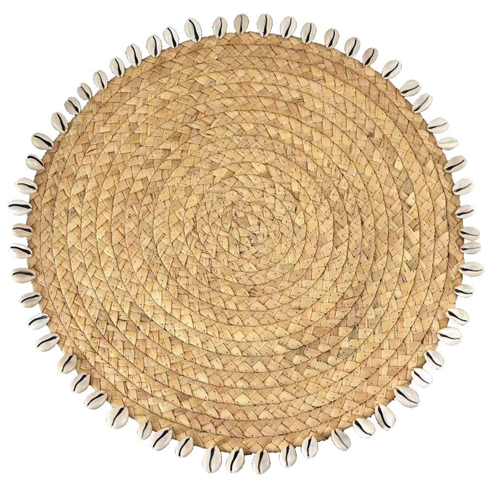 Onderzetter riet schelpen 43x43 cm
