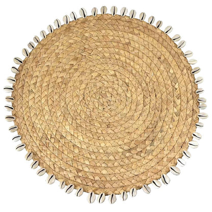 Onderzetter riet schelpen 43x43 cm