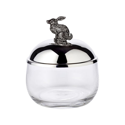 Voorraadpot konijn glas verzilverd 12 cm