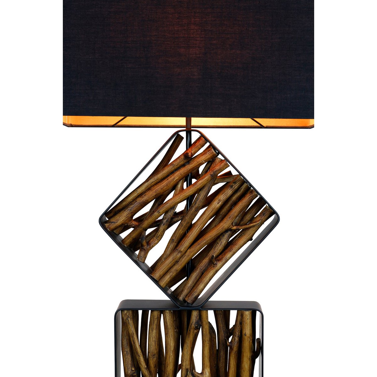 Vloerlamp drijfhout 155 cm zwart goud