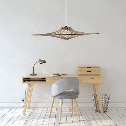 Hanglamp hout D90x20 cm zwart