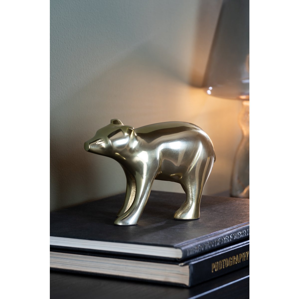 Standbeeld beer goud aluminium 15x7x11 cm