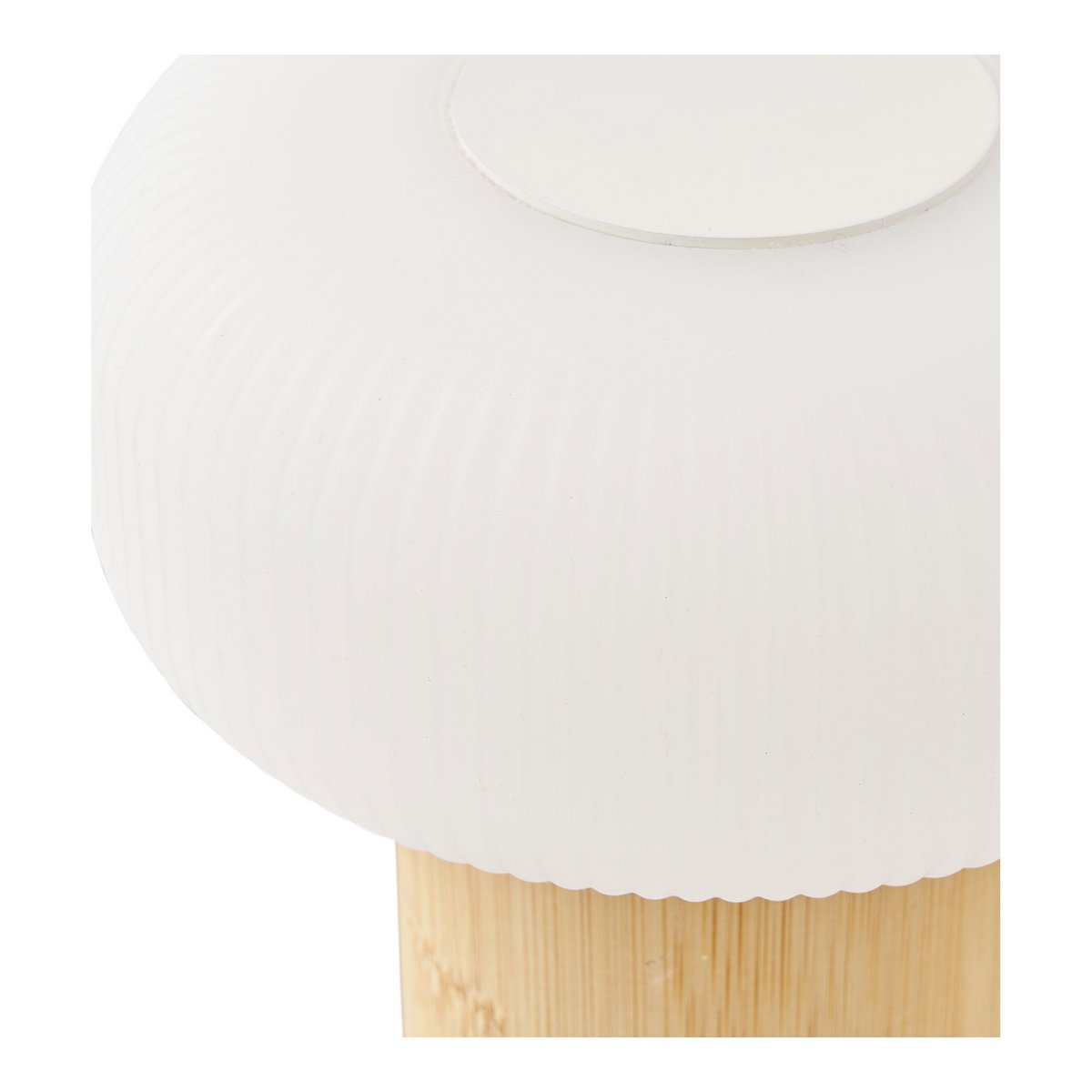 Tafellamp bamboe metaal PE oplaadbaar naturel wit 13,5x13,5x18 cm