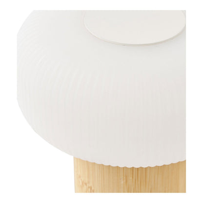 Tafellamp bamboe metaal PE oplaadbaar naturel wit 13,5x13,5x18 cm