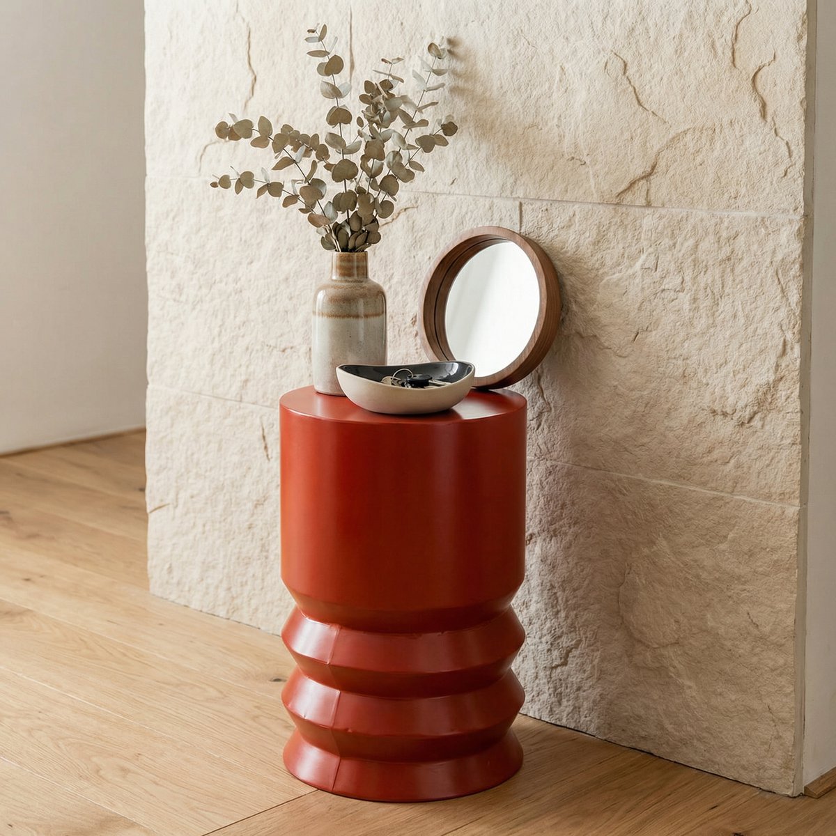 Bijzettafel 30x46 cm rood ijzer